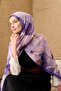 Polyester Velina Shawl Purple-Powder-Lilac Patterned Shiny Textured Lightweight 190X70