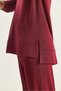 Women's Burgundy Crew Neck Long Sleeve Top Ribbed Elastic Waist Loose Pants Modal Set 9401 60283624 - 6