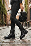 Women's Winter Cold-Resistant Non-Slip Sole Stitched Black Daily Boots