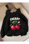 Children's 1 Quality Sweatshirt Hooded Cherry Printed Modern Design
