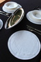American Service 6-Piece Linen Gray Glitter Embroidered Round Supla Luxury Dining Table Set - 2
