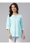 Turquoise cotton top with ethnic prints perfect for office / casual wear