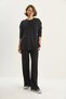 Women's Black Crew Neck Long Sleeve Top Ribbed Elastic Waist Loose Pants Modal Set 9401 60283624 - 3