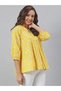 Yellow cotton top with white floral prints perfect for office / casual wear - 2