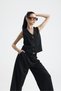 Spello Women's Classic Front Pleated Palazzo Polyviscose Fabric Trousers - 4