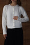 Women's Bone Pearl Buttoned Soft Textured Crew Neck Knitwear Cardigan - 2