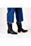 Black Genuine Leather Half Zippered Inside Mid-Heeled Women's Boots - 3