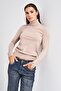 Women's Stone Color W5-57 Soft Thin Knitwear Fabric Turtleneck Knitwear Sweater