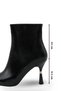 Women's Heeled Boots – Black Wrinkled Leather Look, 9.5 cm Thin Heel, Gold Detailed Winter Model - 5