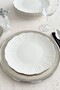 Aura Silver 6-Person 27 cm Premium Porcelain Dinner Plate Set - 5