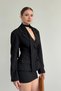 High-Waisted Mini Skirt with a Fitted Waist, Cross-Button Neckline, and Belt Design Blazer Jacket, a Stylish Two-Piece Set. - 8