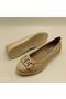 2001 Beige Genuine Leather Ballerinas – with Metal Accessories - 5