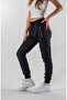 Women's Zipper Pocket Elastic Leg Black Sweatpants - 4
