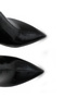 Women's Heeled Boots – Black Wrinkled Leather Look, 9.5 cm Thin Heel, Gold Detailed Winter Model - 6