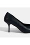 Women's Navy Blue Leather Heeled Classic Shoes - 6