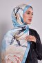 Turquoise Lotus Pattern Indian Silk Shawl