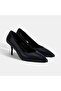 Women's Navy Blue Leather Heeled Classic Shoes