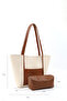 Cream - Taba Shk80 Faux Leather Large Size Shoulder Bag with Front Pocket, Snap Fasteners, and Makeup Bag - 4