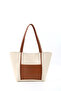 Cream - Taba Shk80 Faux Leather Large Size Shoulder Bag with Front Pocket, Snap Fasteners, and Makeup Bag - 2
