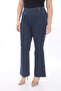 Women's Seasonal Denim Wide-Leg Jeans with Decorative Front Pockets in Navy Blue, Elastic Waist Jeans - 4