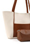 Cream - Taba Shk80 Faux Leather Large Size Shoulder Bag with Front Pocket, Snap Fasteners, and Makeup Bag - 8