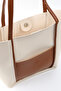 Cream - Taba Shk80 Faux Leather Large Size Shoulder Bag with Front Pocket, Snap Fasteners, and Makeup Bag - 6