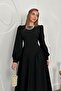 Black Long Sleeve Flared Dress - 2