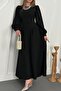 Black Long Sleeve Flared Dress - 3