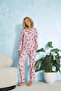 Rabbit Patterned Piping Detailed Wrinkled Long Pajama Set - 4
