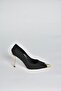 V820099504 Black Fabric Thin Galvanized Heeled Women's Shoes - 6