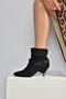 V404022302 Black Suede Low Heel Women's Boots - 4