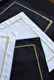 American Service Set of 2 Linen Gold Glitter Embroidered Square Placemats for Dining Table - 7