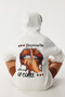 Hooded Printed Oversize Ribbed Knitted Sweatshirt Lfw0011 Ekru