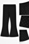 Flare Woven Wick Pattern Stone Detailed Girls' 4-12 Years Old Spanish Flared Pants Leggings - 6