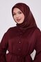 وشاح حريري بنمط مونوغرام منقط باللون العنابي - 4