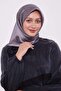 وشاح حريري بنمط البقلاوة الرمادي - 3