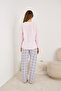 Pink Teddy Bear Embroidered Ribbed Fleece Winter Knitted Pajama Set - 3