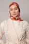 وشاح حريري بنمط زهرة تجريدية حمراء من سيرا - 3