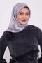 Silver Argyle Pattern Monogram Silk Scarf - 3