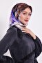 وشاح حريري بنمط زهور أرجوانية - 2