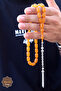 Marley Yellow Capsule Cut Knitted Silver Tassel Crimped Amber Prayer Beads 201024539 - 2
