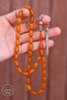Marley Yellow Capsule Cut Knitted Silver Tassel Crimped Amber Prayer Beads 201024539