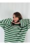 High-Necked Striped Sweater Women's Green - 6
