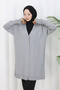 Self-Stripe Long Mercerized Cardigan N3179 Gray - 3