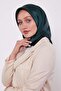 وشاح حريري بنمط قرص العسل باللون الأخضر الزمردي - 2