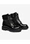 Women's Black Genuine Leather Military Boots 5K2Ub35341 - 3