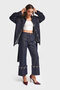 Women's Indigo Color 7w5-50 Cropped Straight Fit Hem Detail Design Denim Jeans - 4