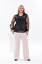 Plus Size Sequin Detailed Stylish Blouse with Tulle Sleeves - 2