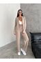 College Collar Women's Tracksuit Set - Top Bomber College Collar Jacket and Bottom Baggy Pants with Wide Legs