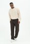Pleated Elastic Waist Lace-Up Wide Leg Brown Baggy Trousers - 5